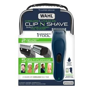 Wahl Clip N Shave Cordless Rechargeable 5-in-1 Hair Clipper & Foil Shaver Blue/…